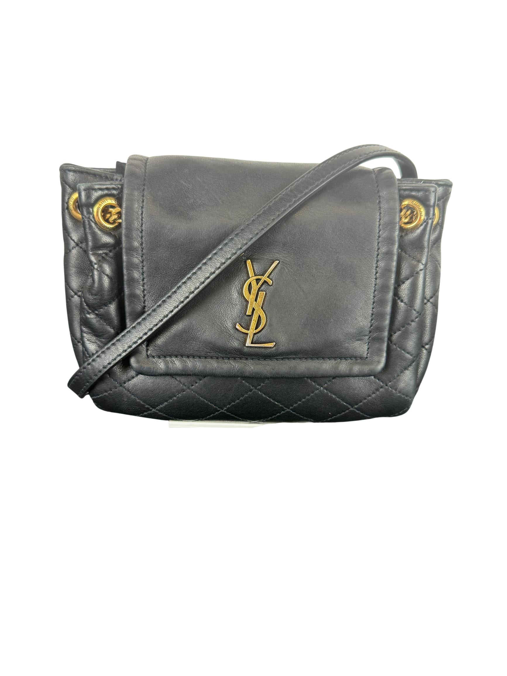 Yves Saint Laurent Lambskin Quilted Monogram Mini Nolita Bag
