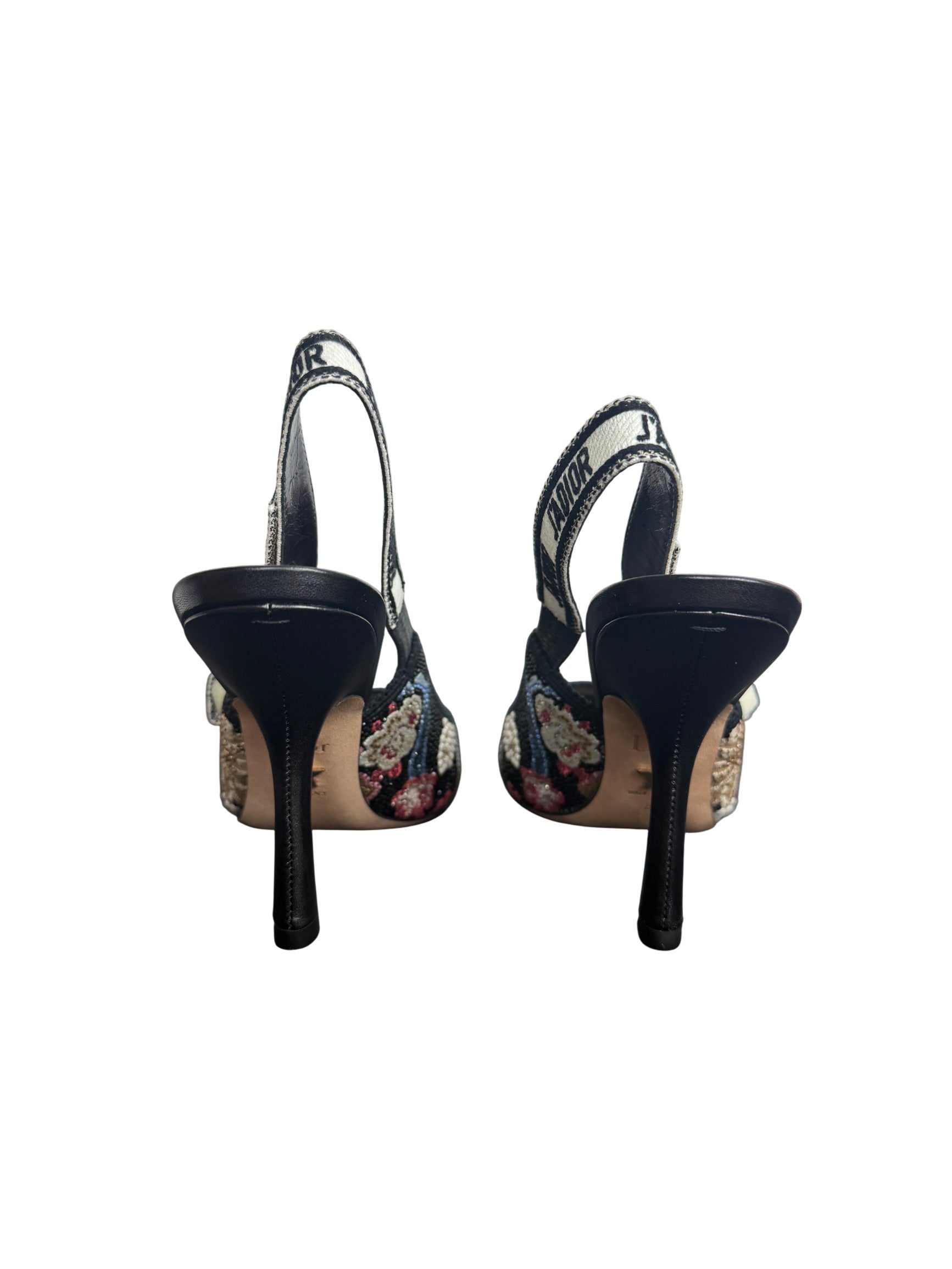 Christian Dior J'Adior Embroidered Floral Slingback Pumps