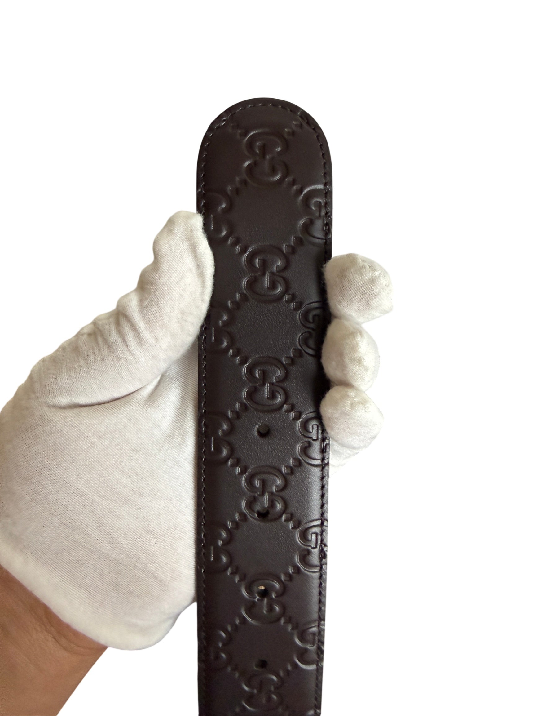 Gucci Guccissima Signature Interlocking G Brown Leather Belt