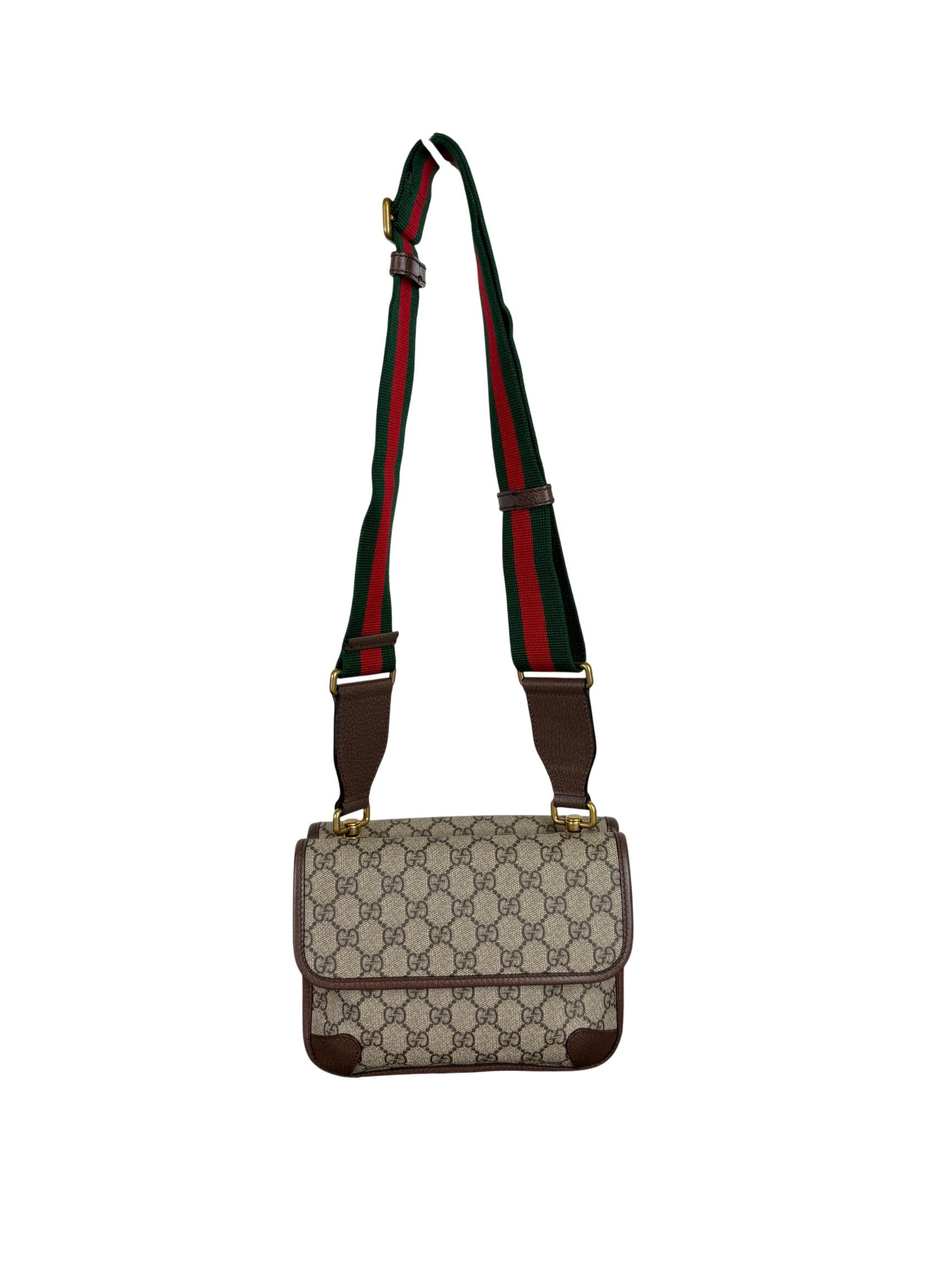 Gucci GG Supreme Monogram Web Small Neo Vintage Double Flap Bag