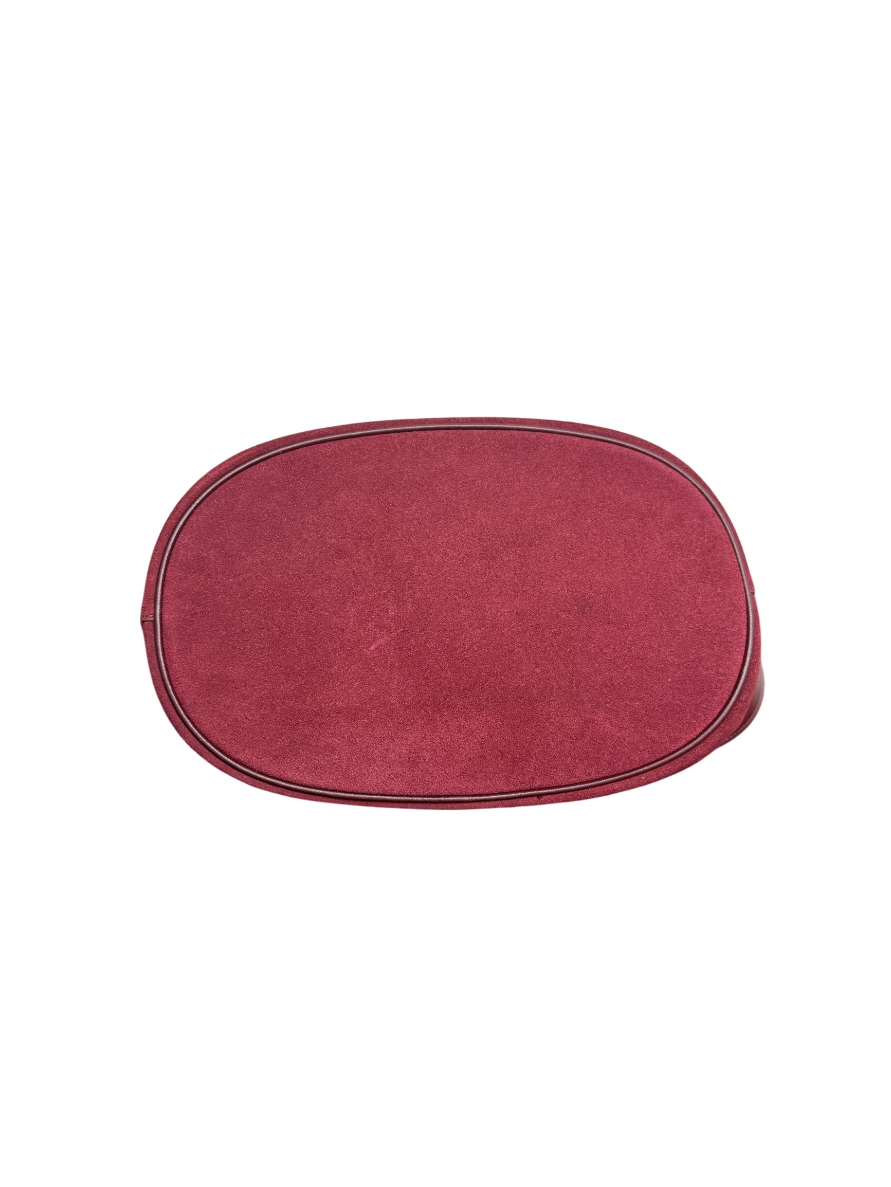 Prada Burgundy Suede Belted Bucket Bag