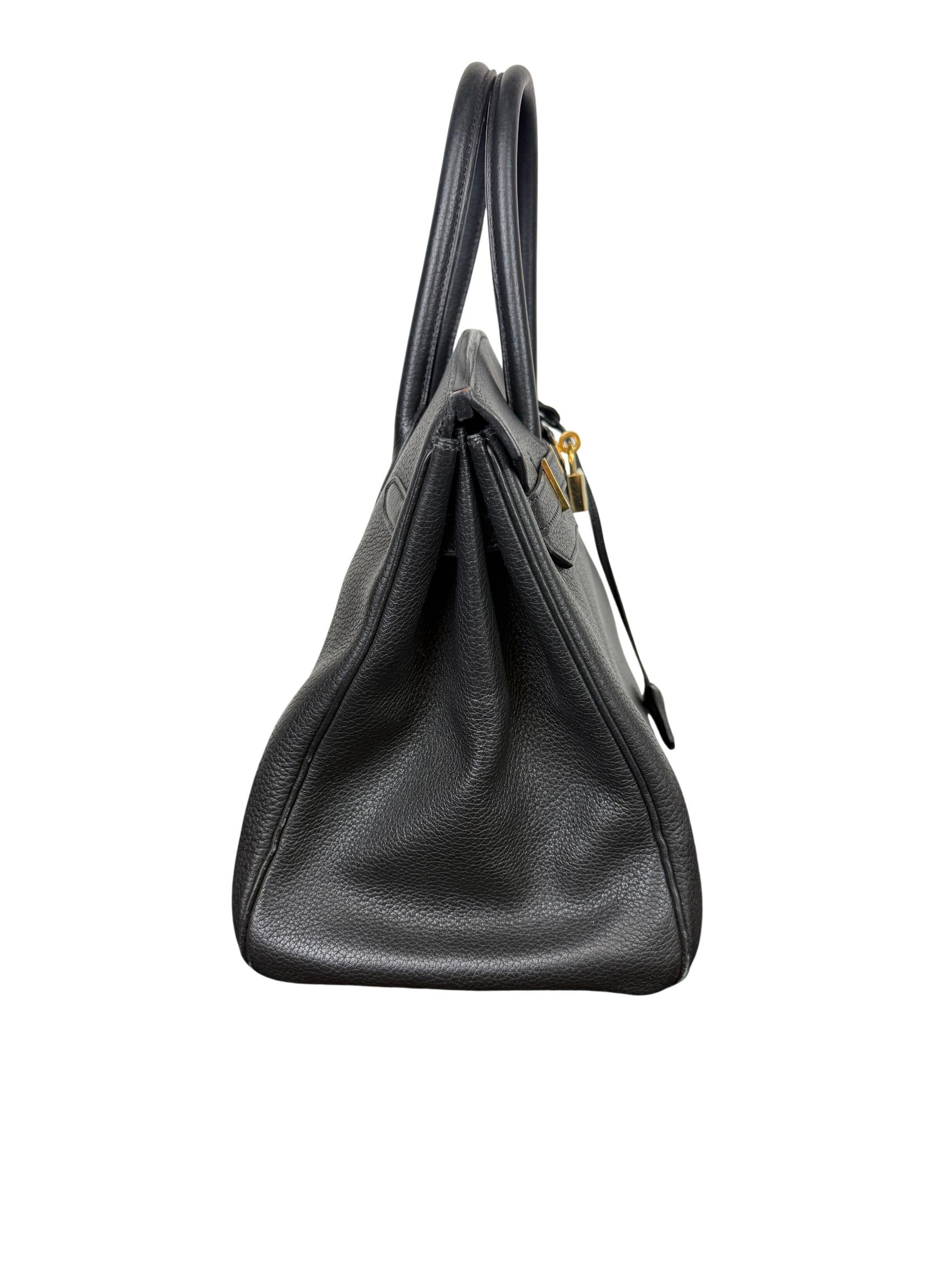 Hermès Birkin 35 Black Clemence Leather Handbag with Gold Hardware
