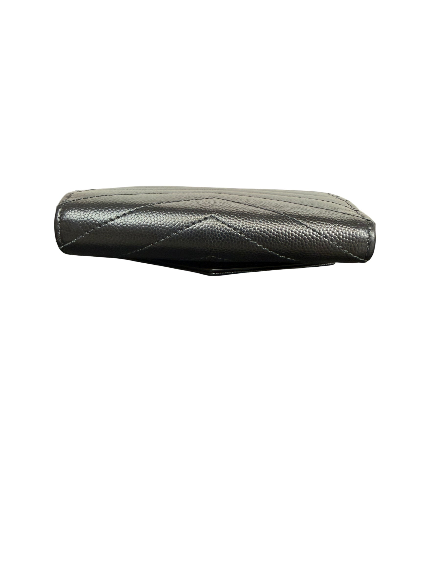 Saint Laurent Cassandre Matelassé Black Croc Embossed Wallet