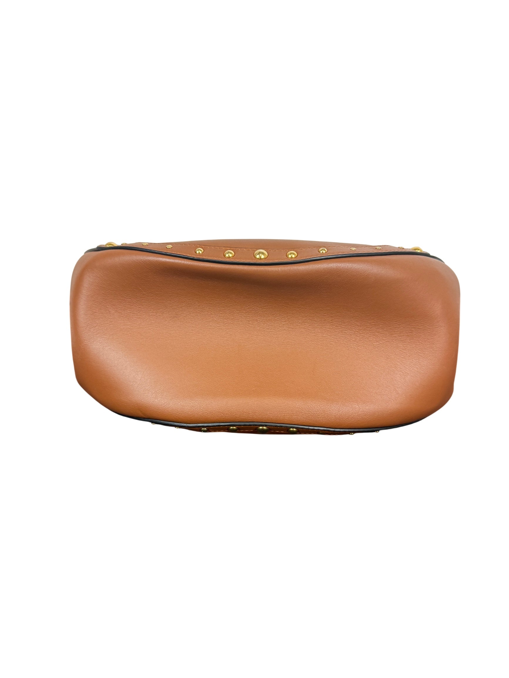 Balmain Domaine Full Moon Studded Brown Leather Bag