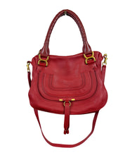 Chloé Marcie Red Leather Handbag with Gold Hardware