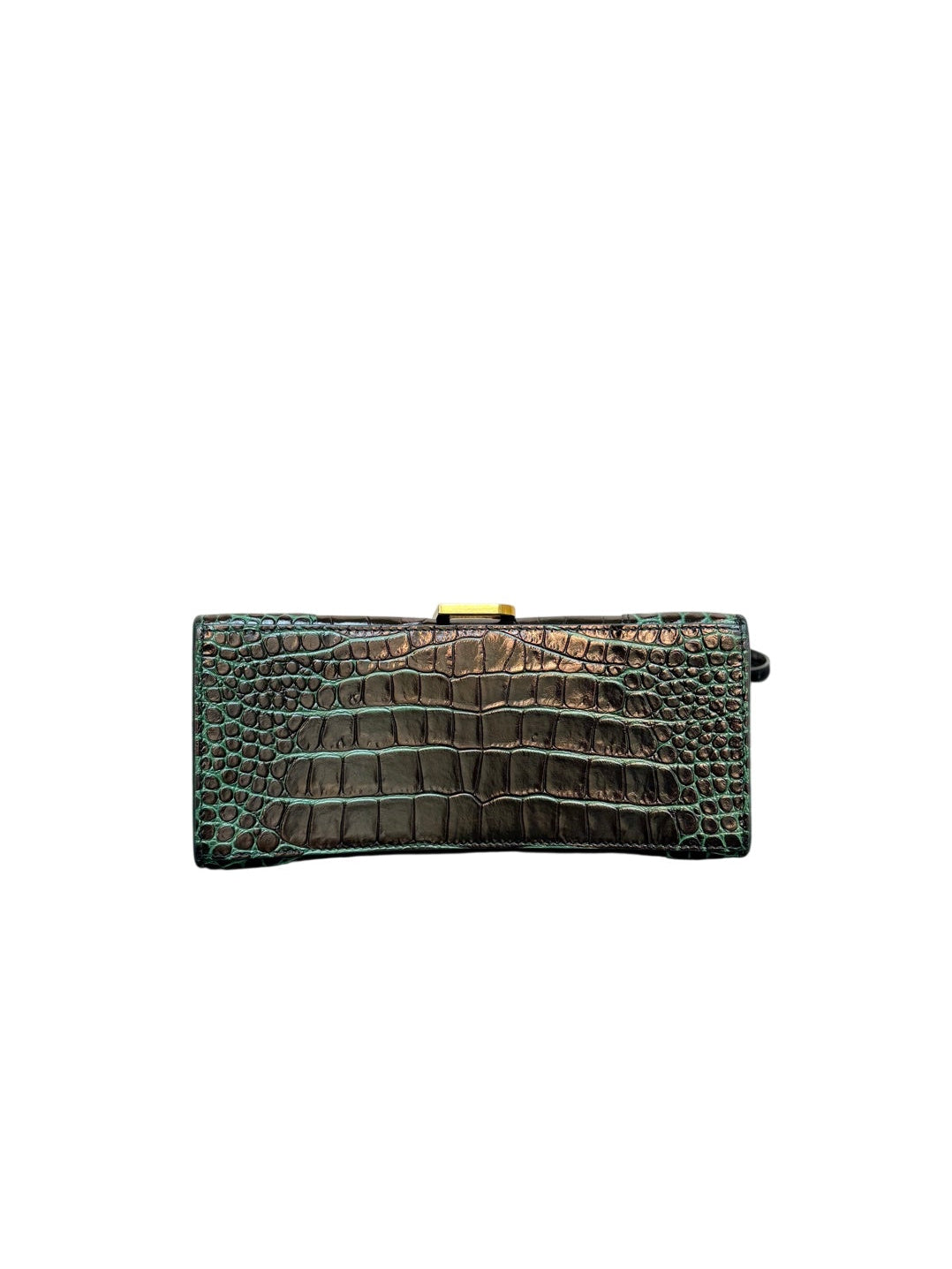 Balenciaga Crocodile Embossed Green Leather Handbag