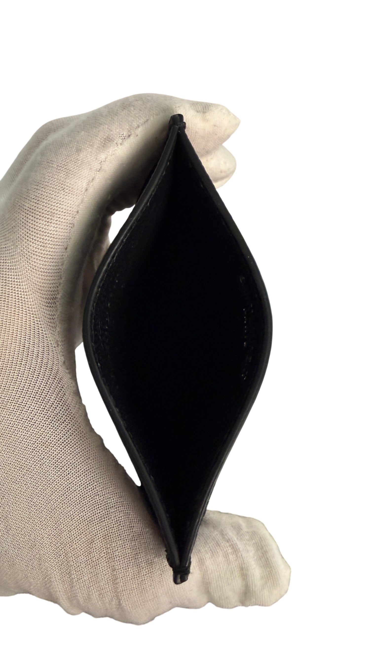 Saint Laurent Cassandre YSL Monogram Card Case in Black Grained Leather