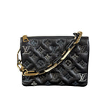 Louis Vuitton Coussin PM Black Lambskin Leather Shoulder Bag with Gold and Silver Chain Hardware