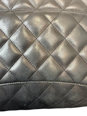 Chanel Black Quilted Jumbo Double Flap Bag with Silver Chain