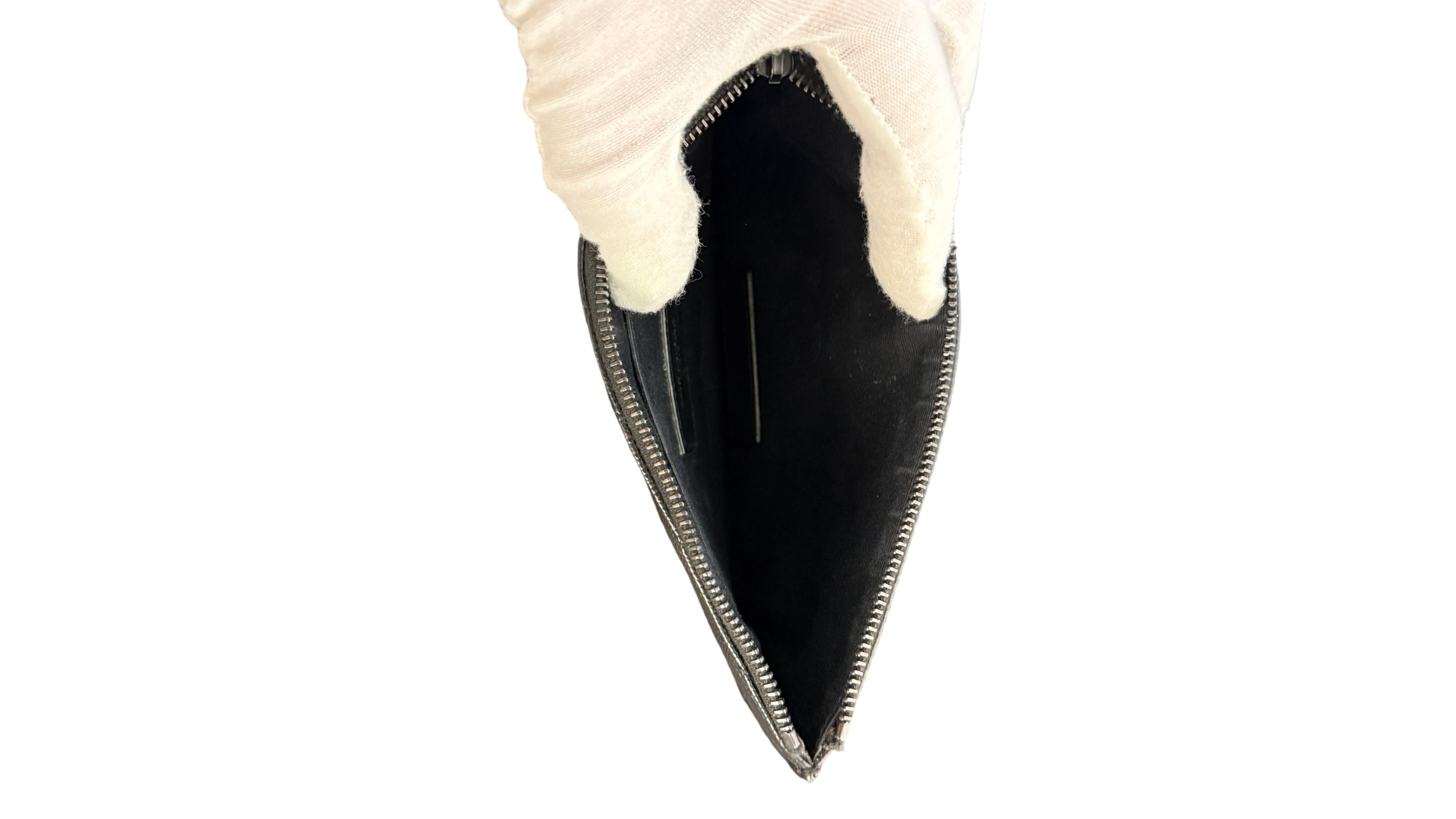 Saint Laurent Black Chevron Grain de Poudre Leather Zip Bill Pouch