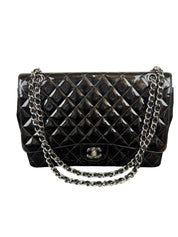 Chanel Classic Maxi Flap Black Quilted Patent Leather Shoulder Bag