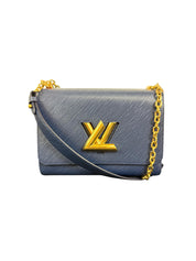 Louis Vuitton Twist MM Epi Leather Shoulder Bag Indigo with Gold Chain