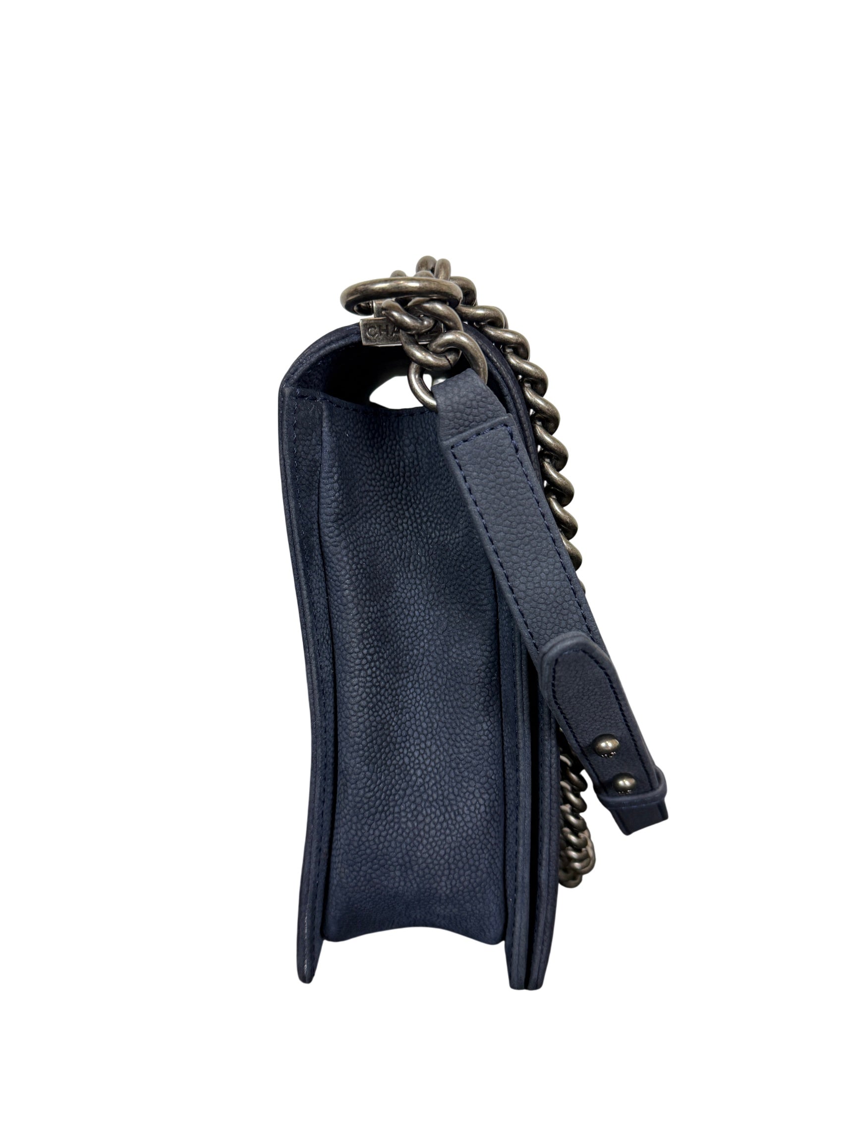 Chanel XL Boy Bag Blue Caviar Quilted Leather Shoulder Bag