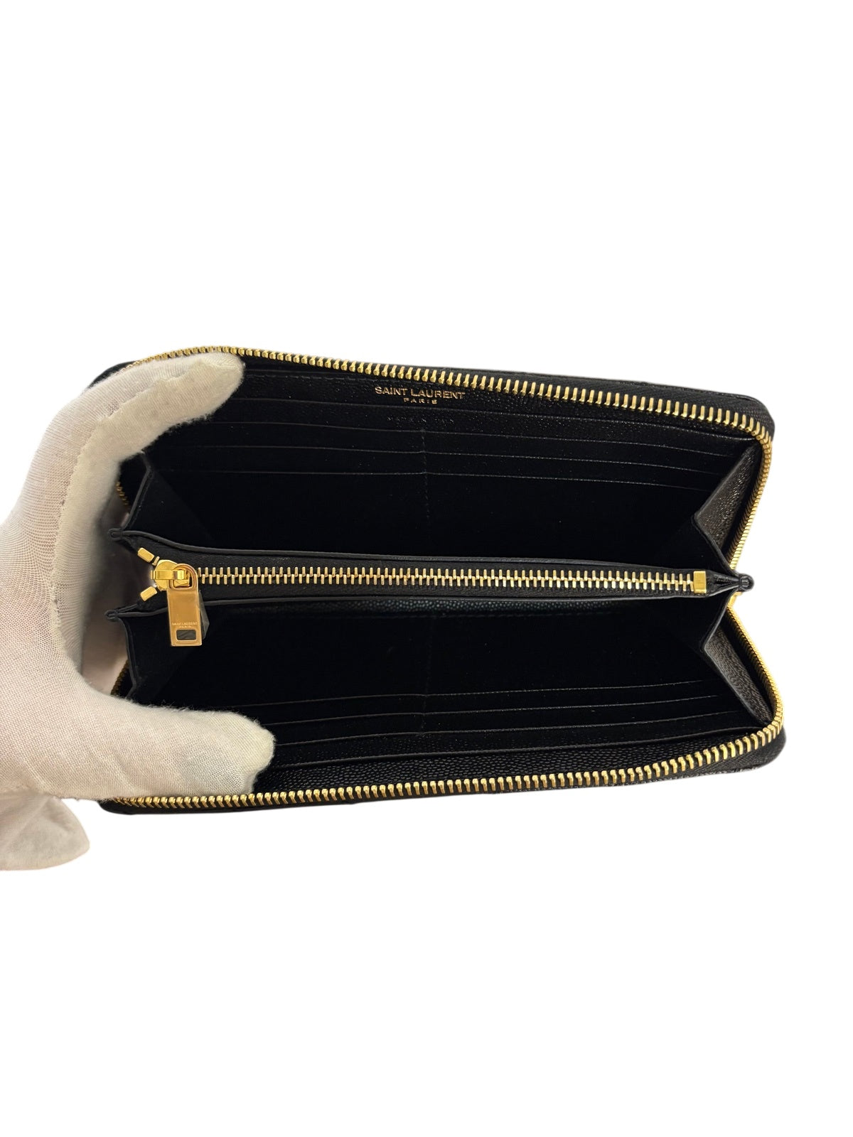 Saint Laurent Cassandre Matelassé Grain de Poudre Zip Around Wallet