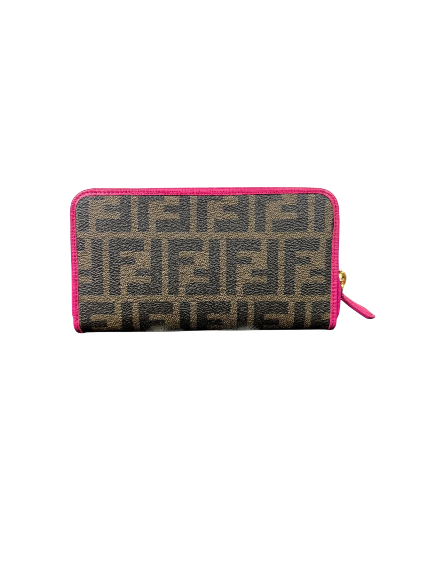 Fendi Zucca Canvas Fuchsia Zip Around Wallet