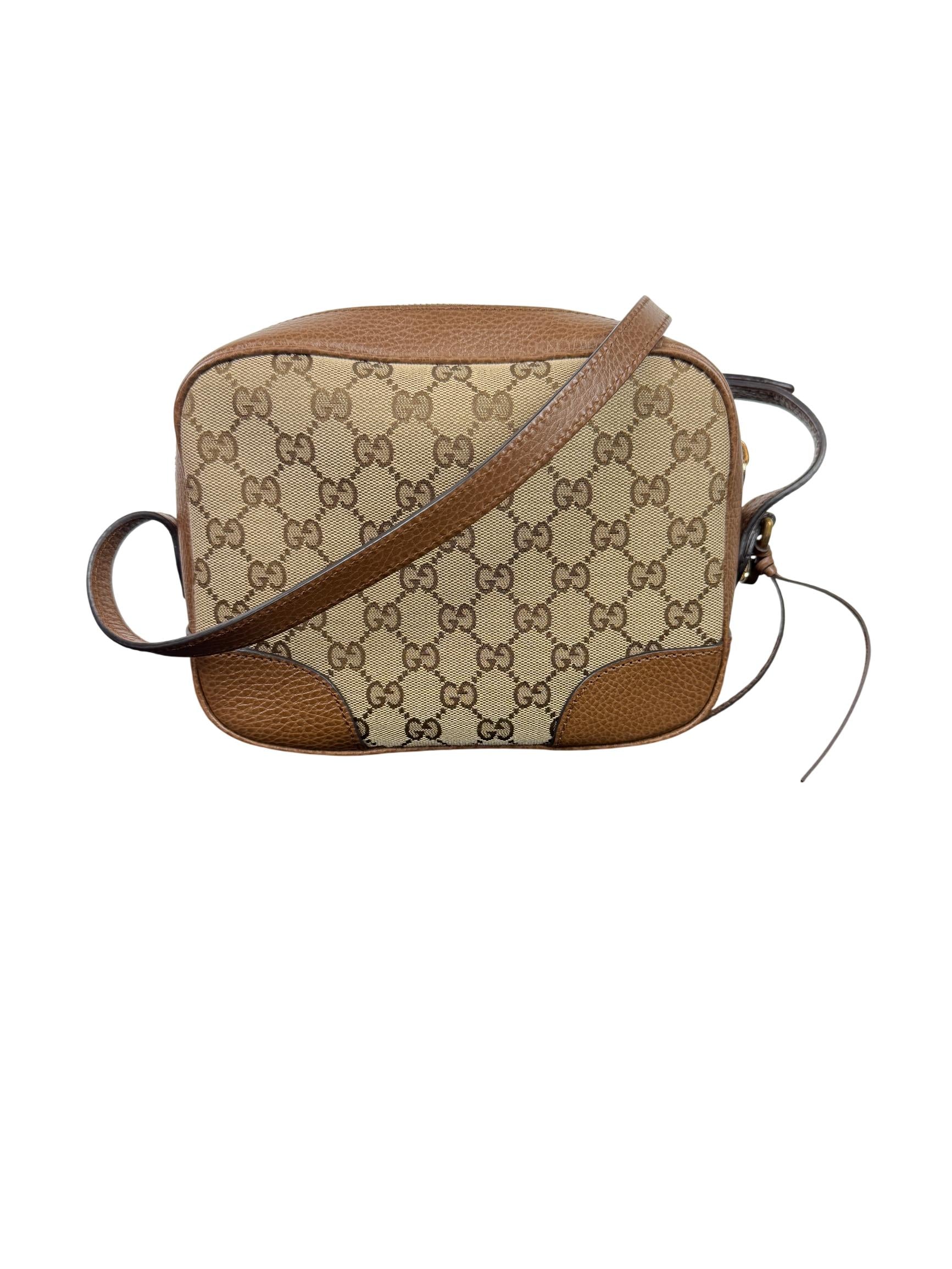 Gucci Bree GG Canvas Leather Crossbody Bag Beige/Brown
