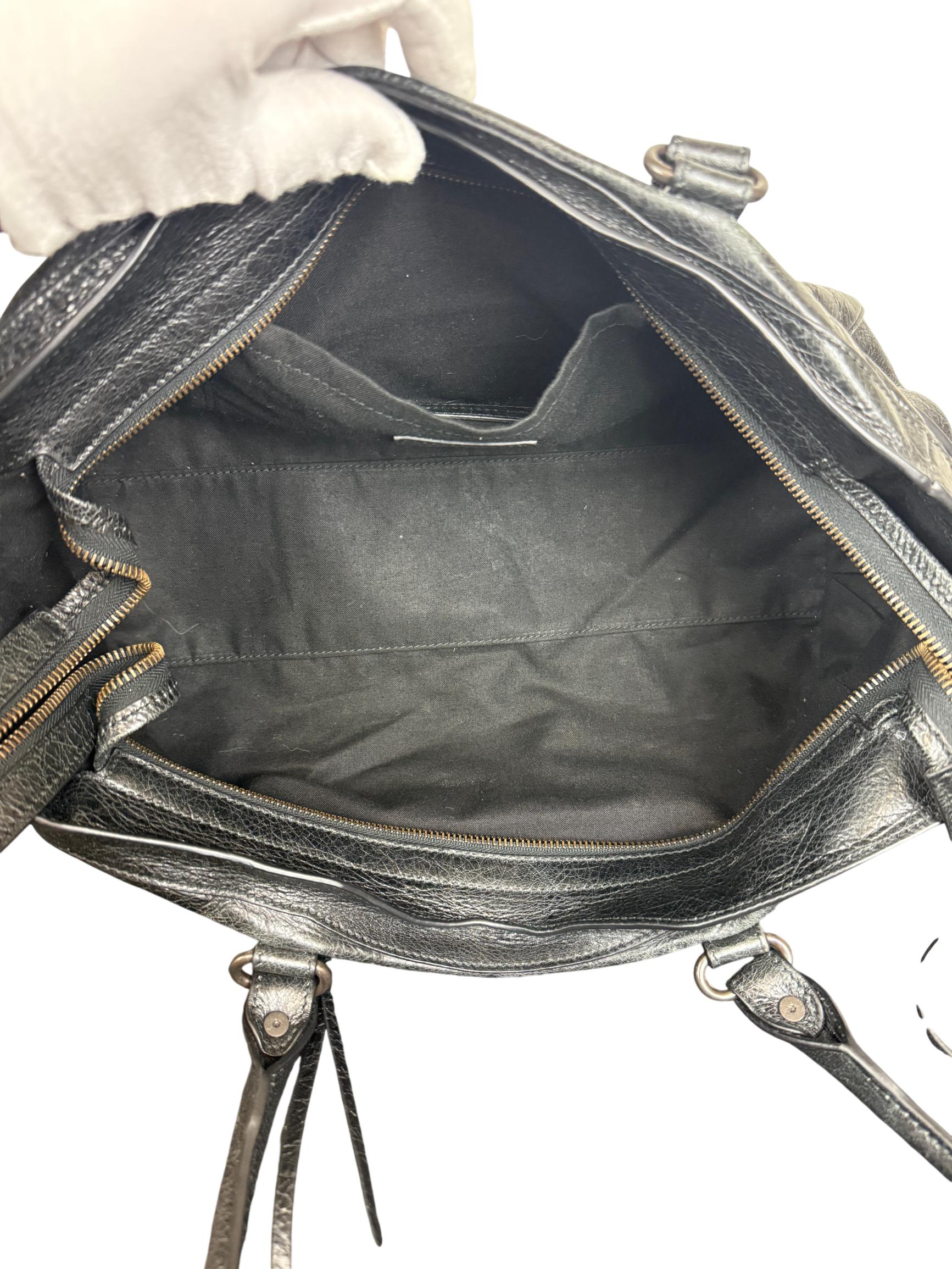 Balenciaga Le City East-West Black Leather Shoulder Bag