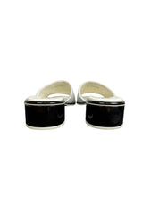Chanel 24C White & Black Logo Mule Slide Sandals