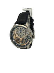 Thomas Earnshaw Brewster Double Barrel ES- 8273 42mm Automatic Steel Wristwatch with Black Leather Strap
