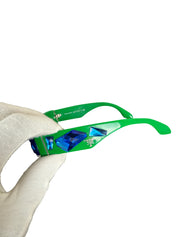 Prada SPR 22Q Green Sunglasses with Blue Crystal Accents