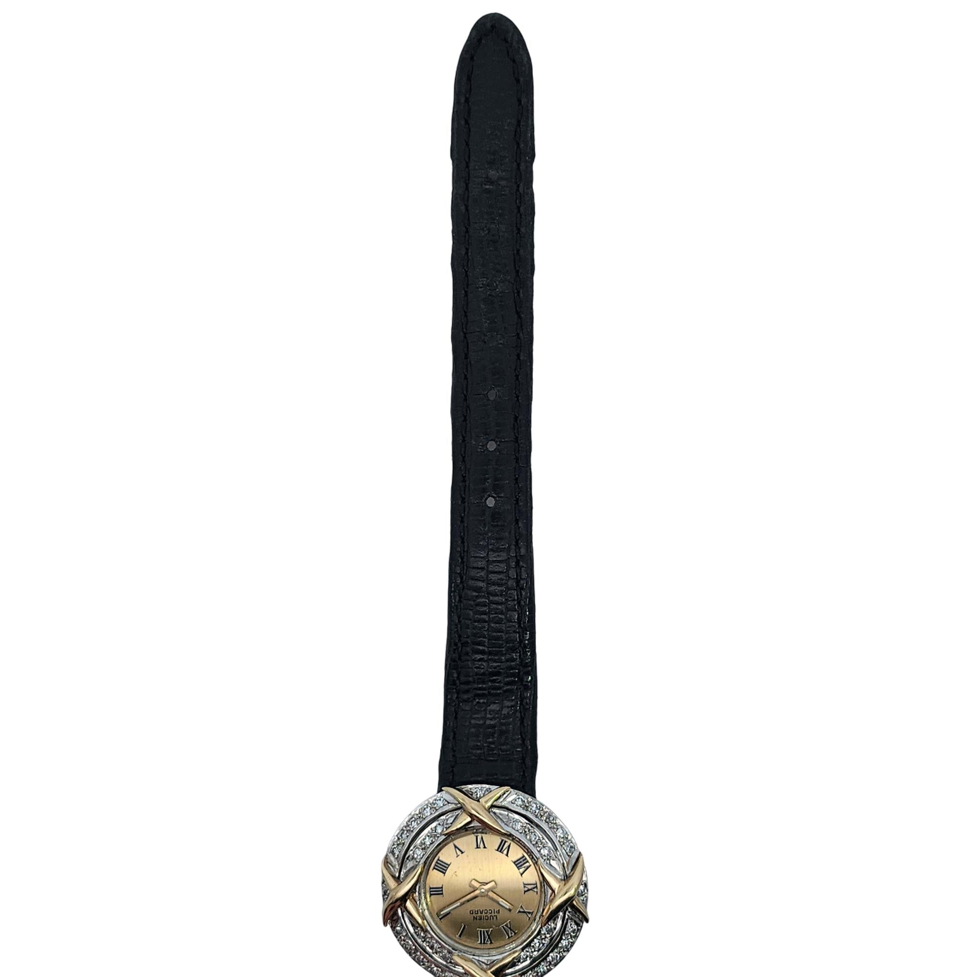 Lucien Piccard 14K Gold & Diamond Vintage Gold Dial C6062