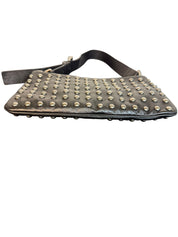 Prada Nappa Borchie Black Leather Studded Shoulder Bag