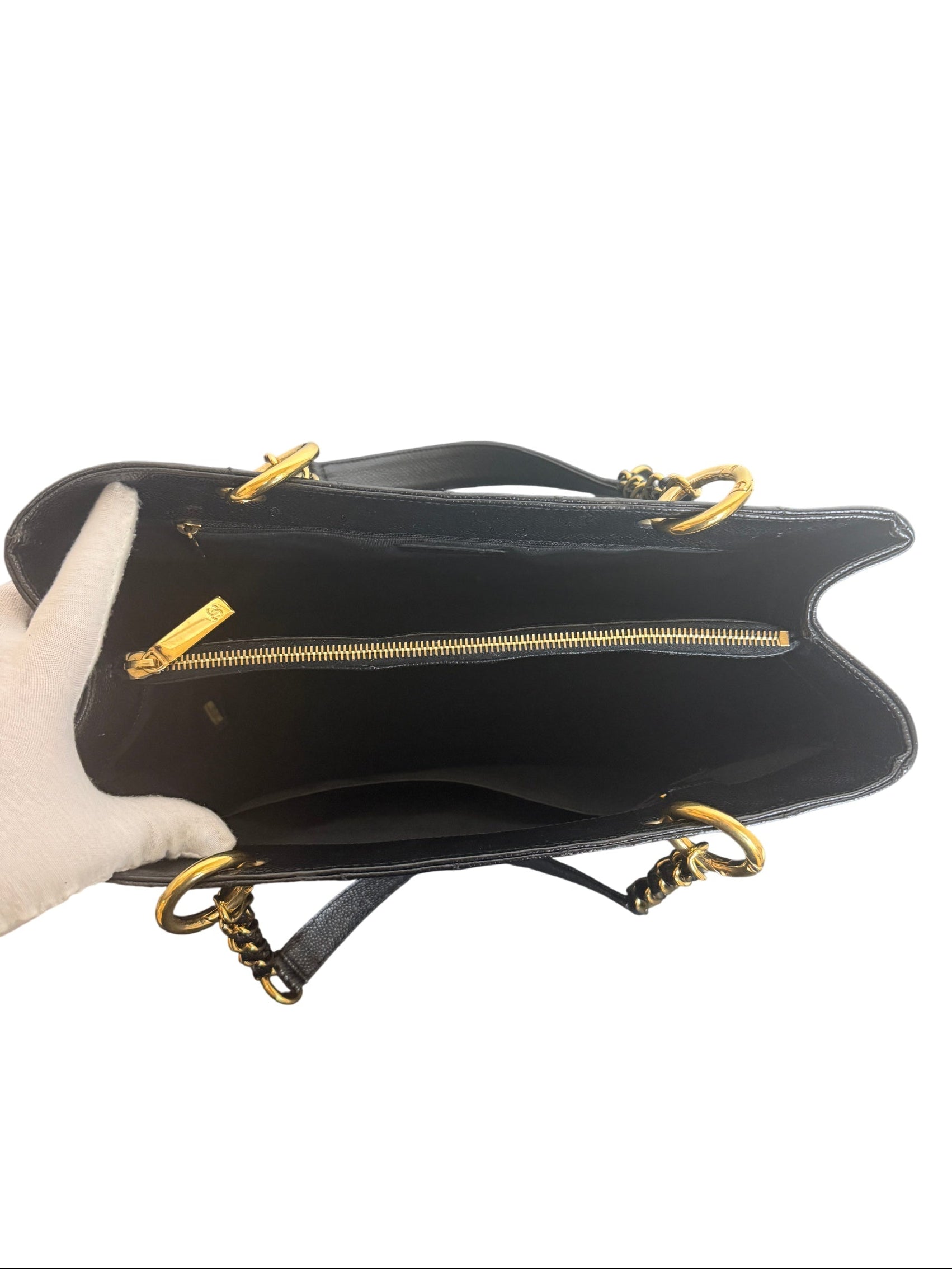 Chanel Grand Shopping Tote in Black Caviar Leather with Gold Hardware