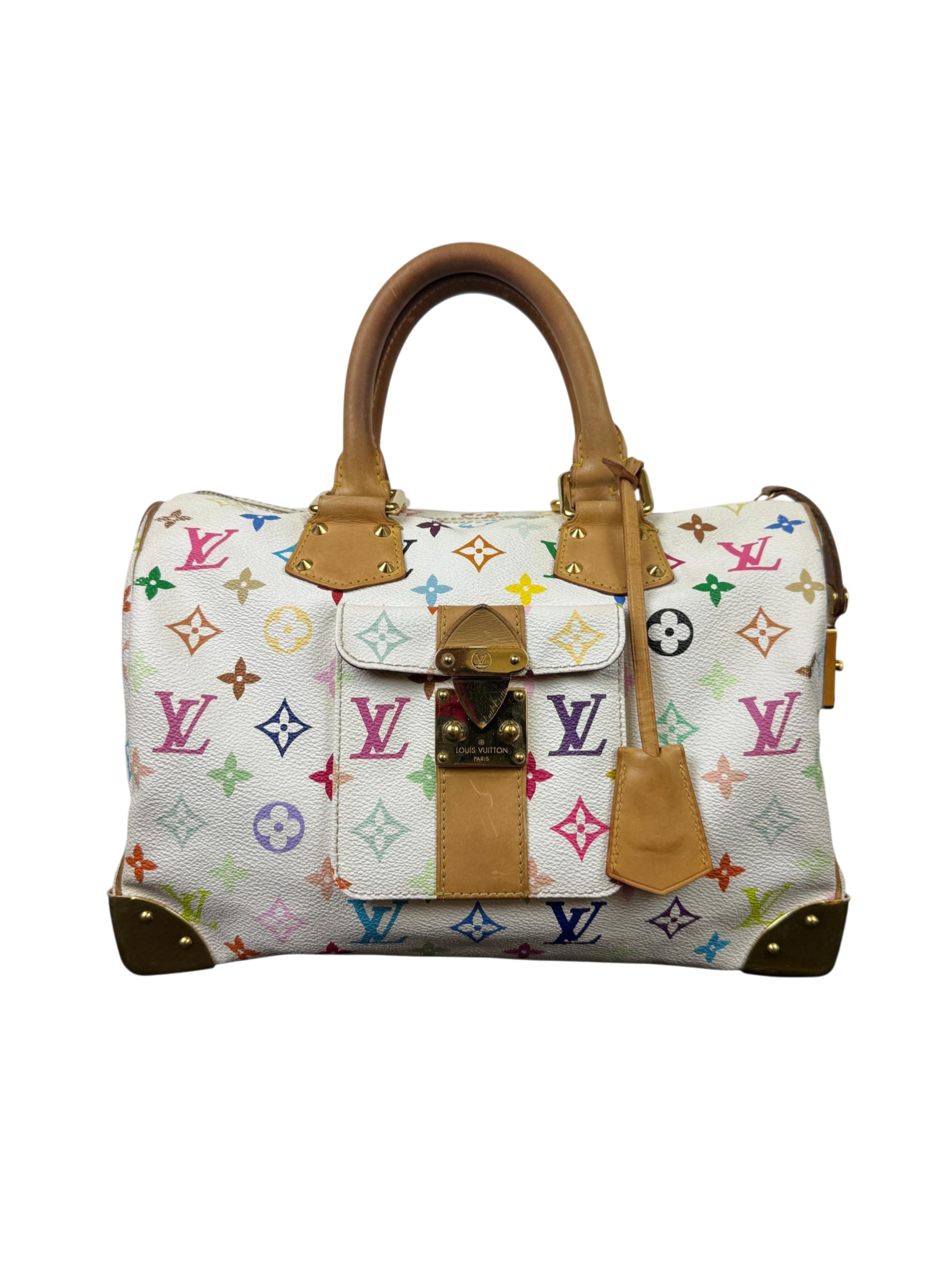 Louis Vuitton x Takashi Murakami Monogram Multicolor Speedy 30 Handbag (White)
