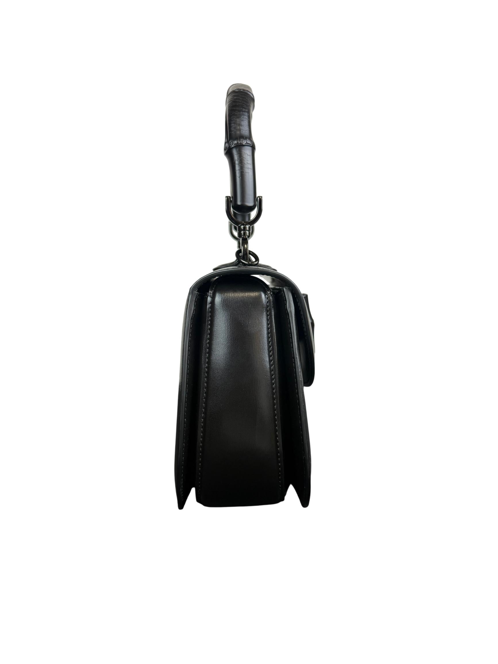 Gucci Bamboo 1947 Black Leather Handbag