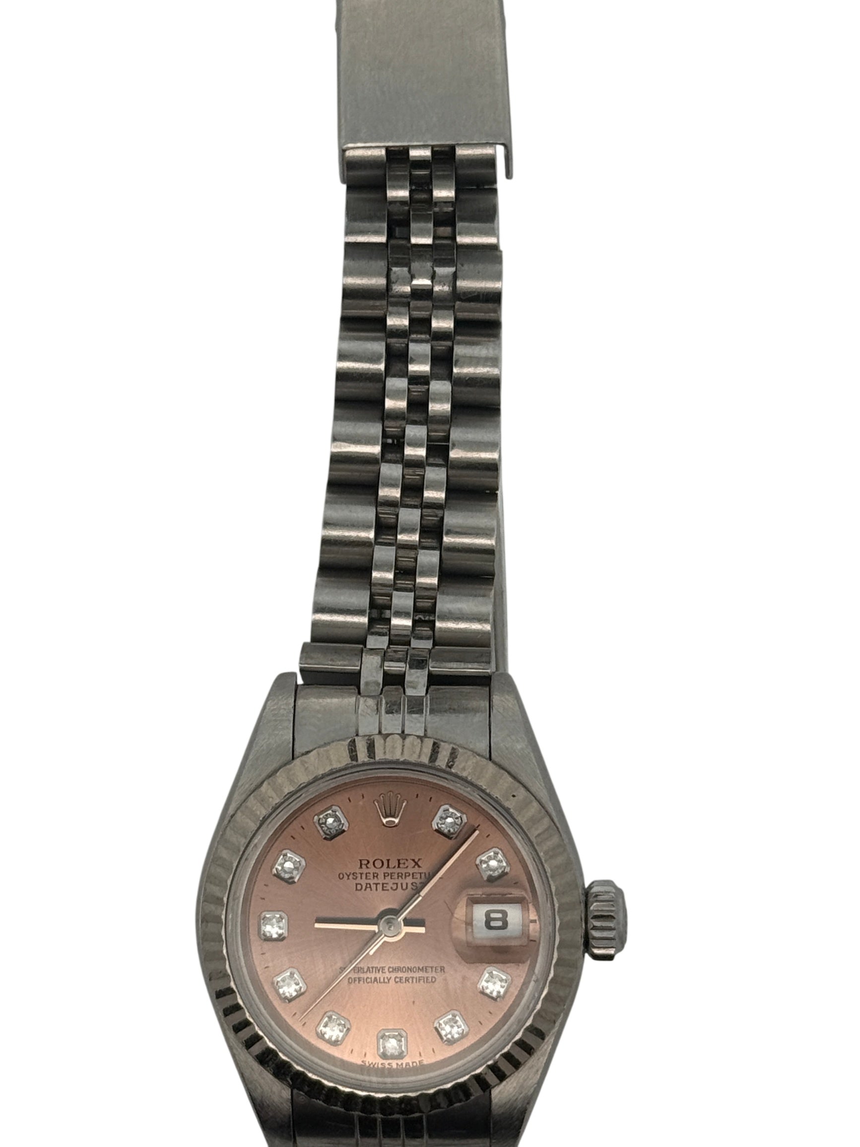 Rolex Datejust Lady 26mm , Diamond Dial, Jubilee Bracelet Stainless Steel Pink Dial 69174