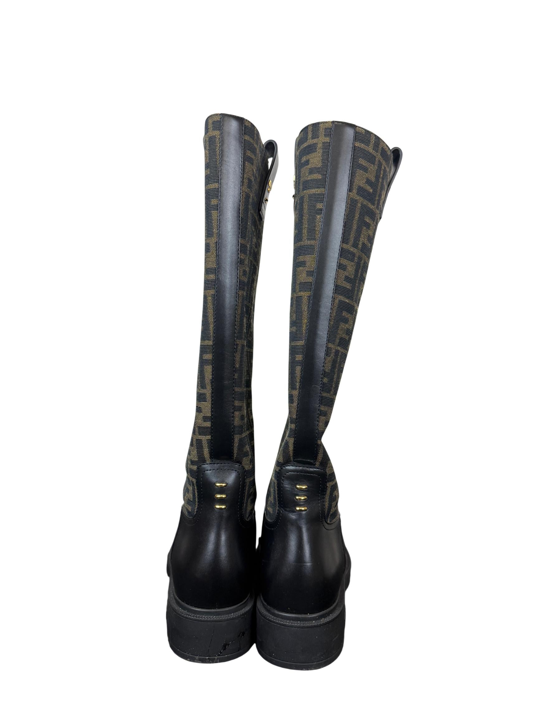 Fendi Filo Monogram Jacquard Knee-High Boots