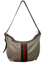 Gucci Ophidia GG Half Moon Supreme Canvas Hobo Web Stripe