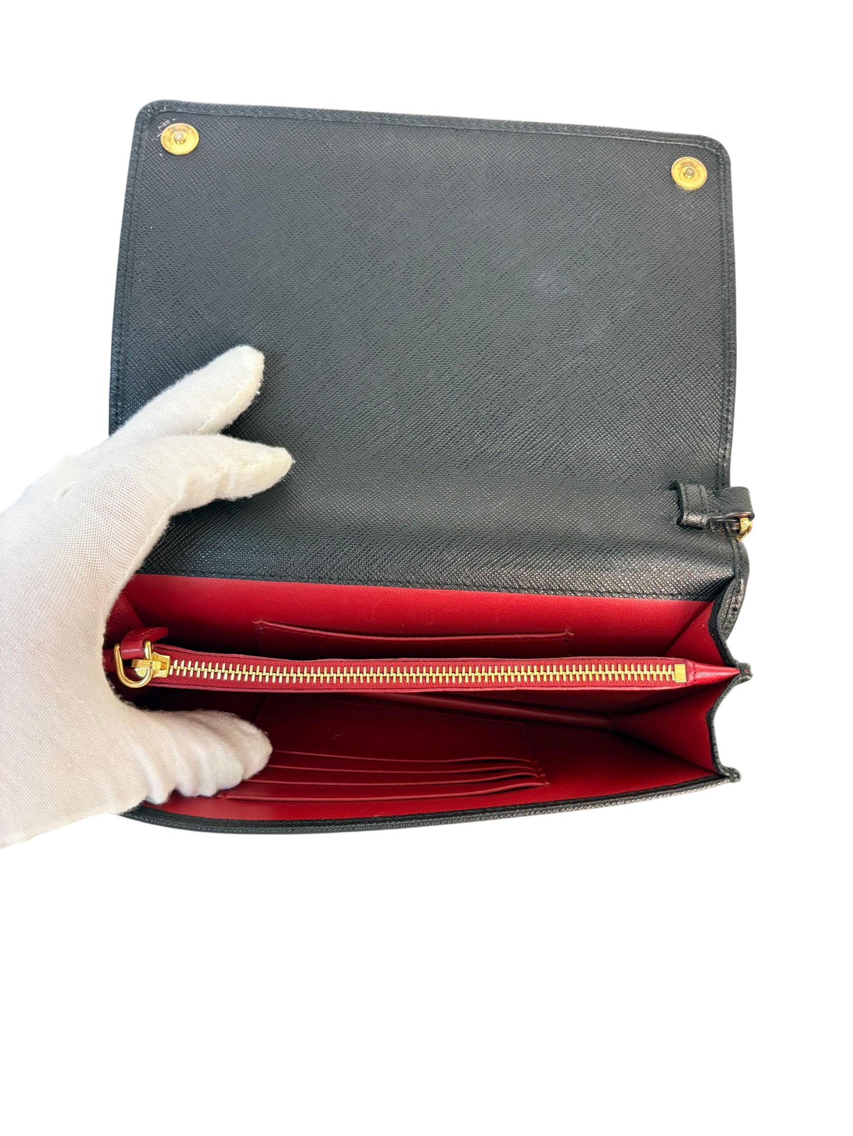 Prada Black Saffiano Leather Chain Wallet Crossbody Bag