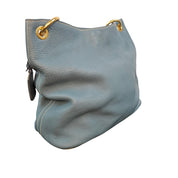 Prada Vitello Daino Hobo Bag Blue Leather Gold Hardware