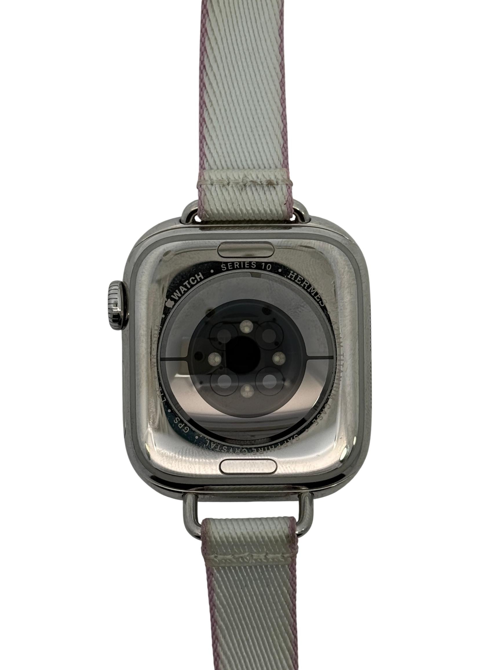 Hermès Series 10 Apple Watch 42mm with Pink Fabric Band