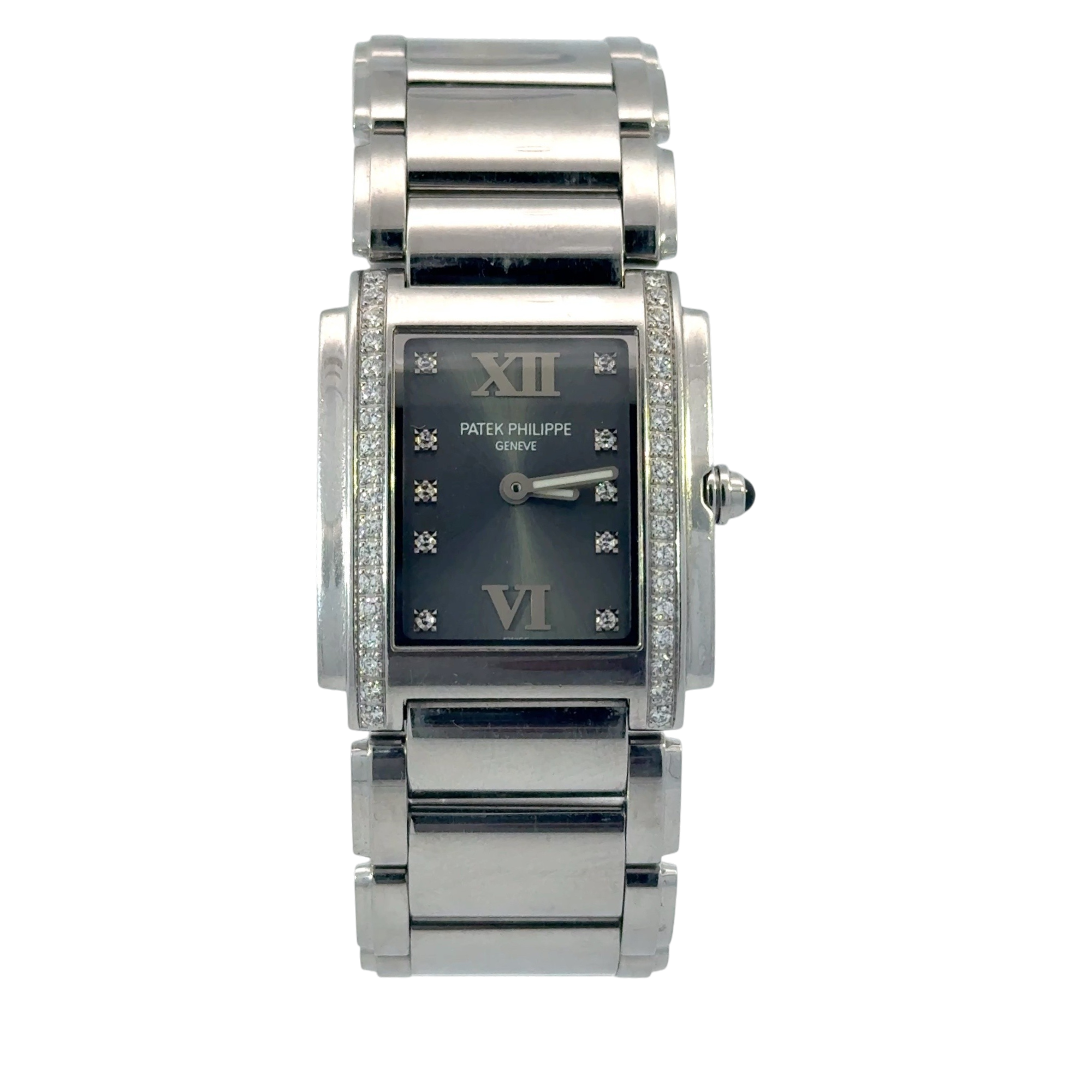 Patek Philippe Twenty~4 Ladies Watch with Diamond Bezel Stainless Steel Gray Dial 4910/10a-010