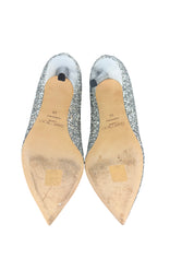 Jimmy Choo Romy Silver Glitter High Heeled Pumps
