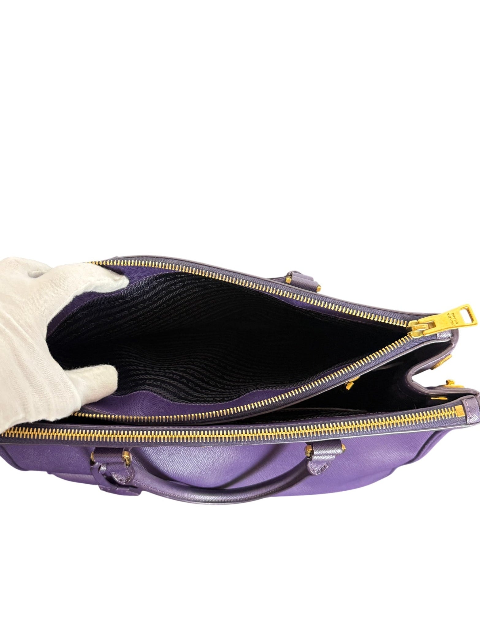 Prada Saffiano Lux Galleria Tote Bag Viola Purple Leather Gold Hardware