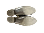 Chanel Black Leather Mules with Gold Chain and CC Logo