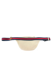 Gucci Logo Small Belt Bag White Leather with Web Strap