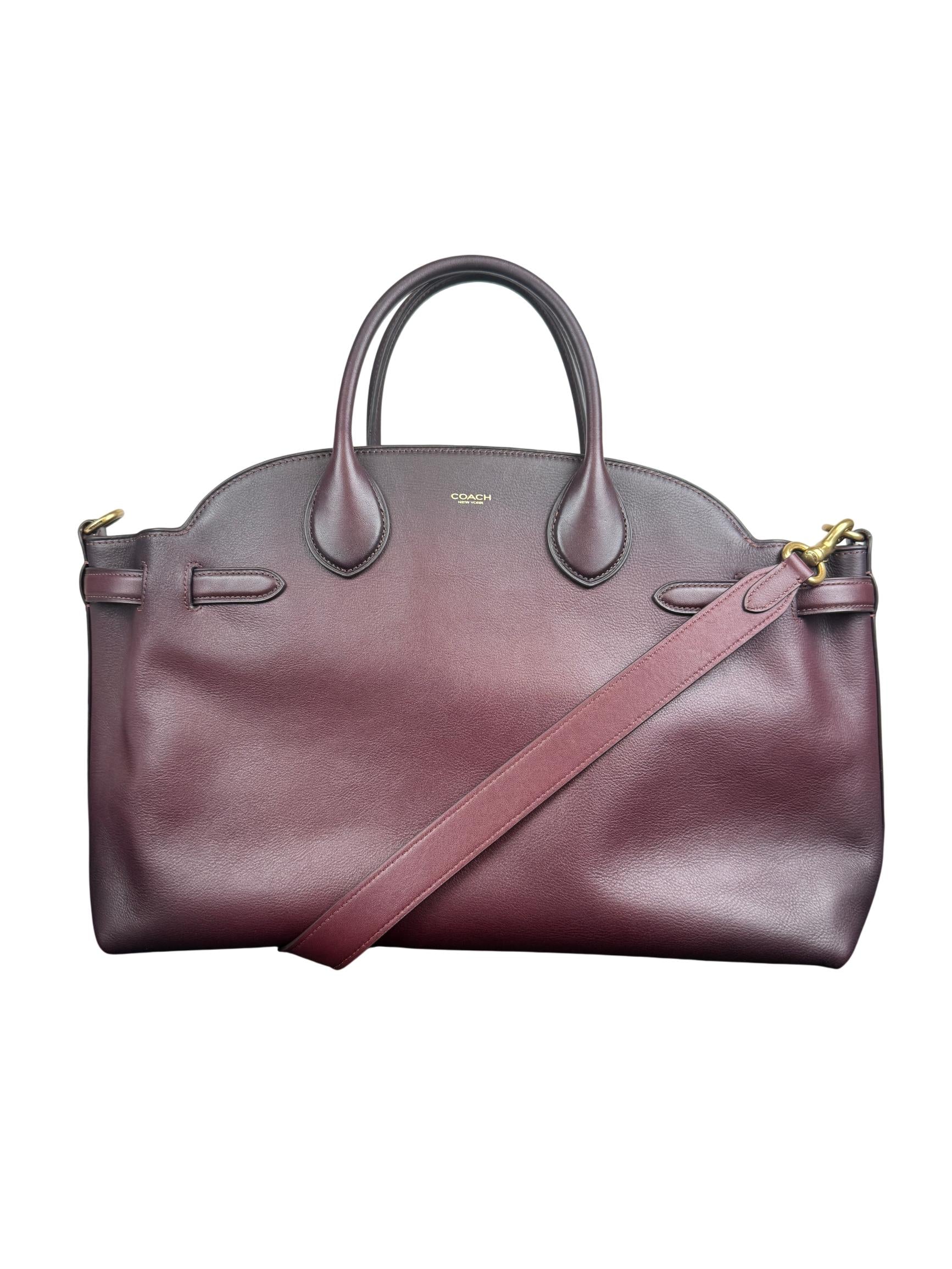 Coach Empire Carryall Bag 40 Merlot Natural Grain Leather Handbag