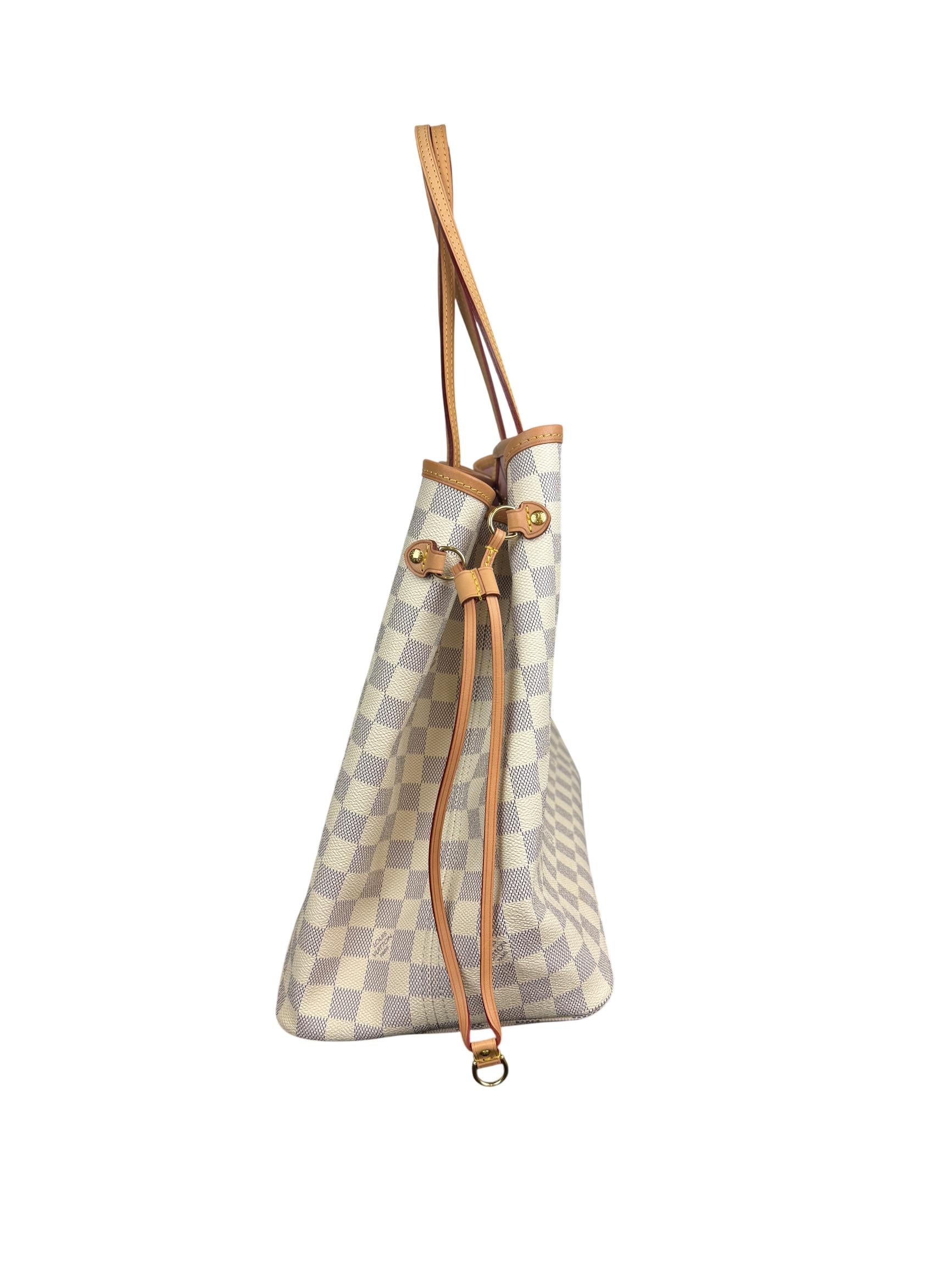Louis Vuitton Neverfull GM Pochette Damier Azur Rose Ballerine