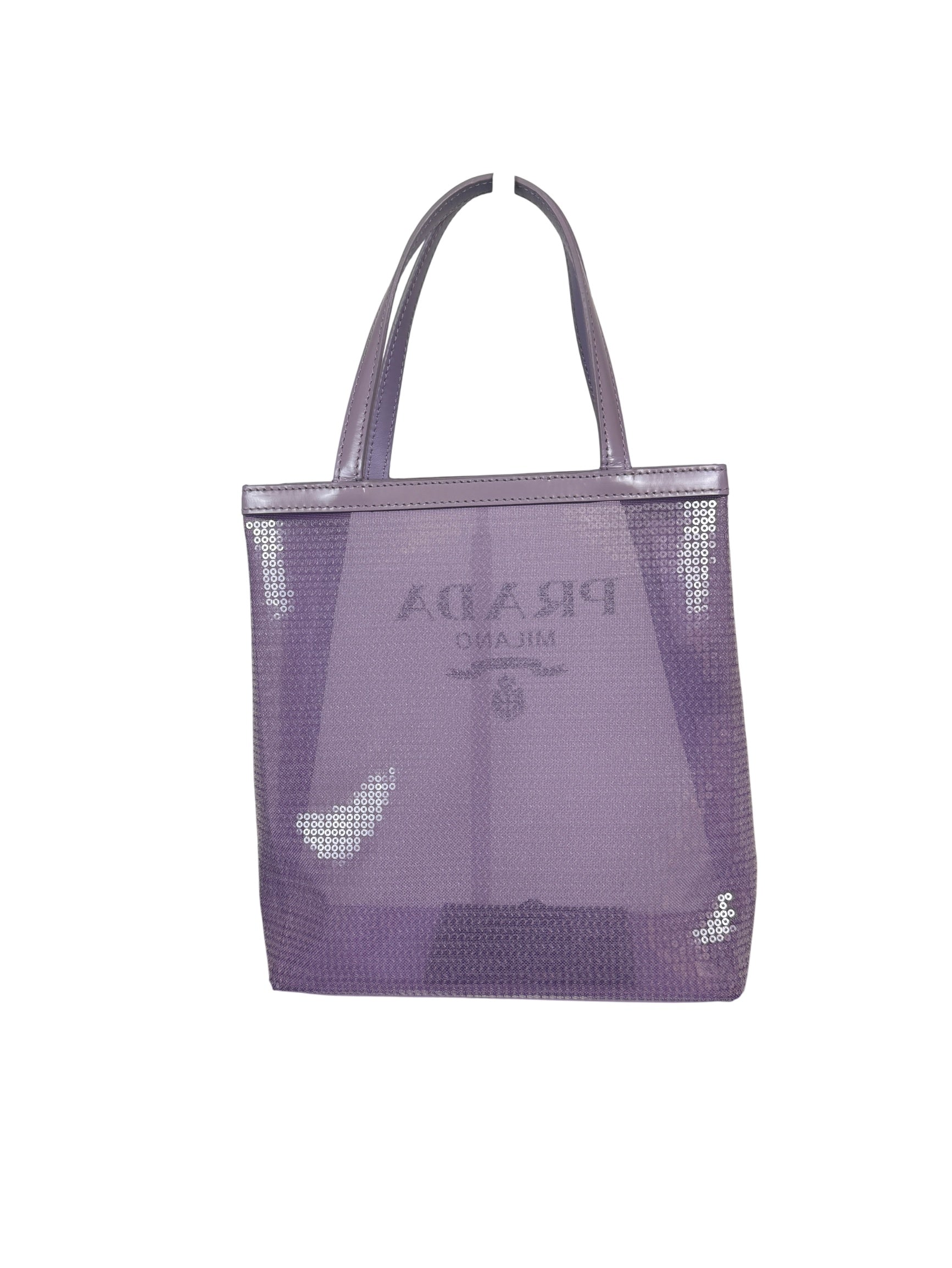 Prada Purple Sequin Mesh and Leather Tote