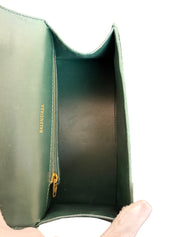 Balenciaga Crocodile Embossed Green Leather Handbag