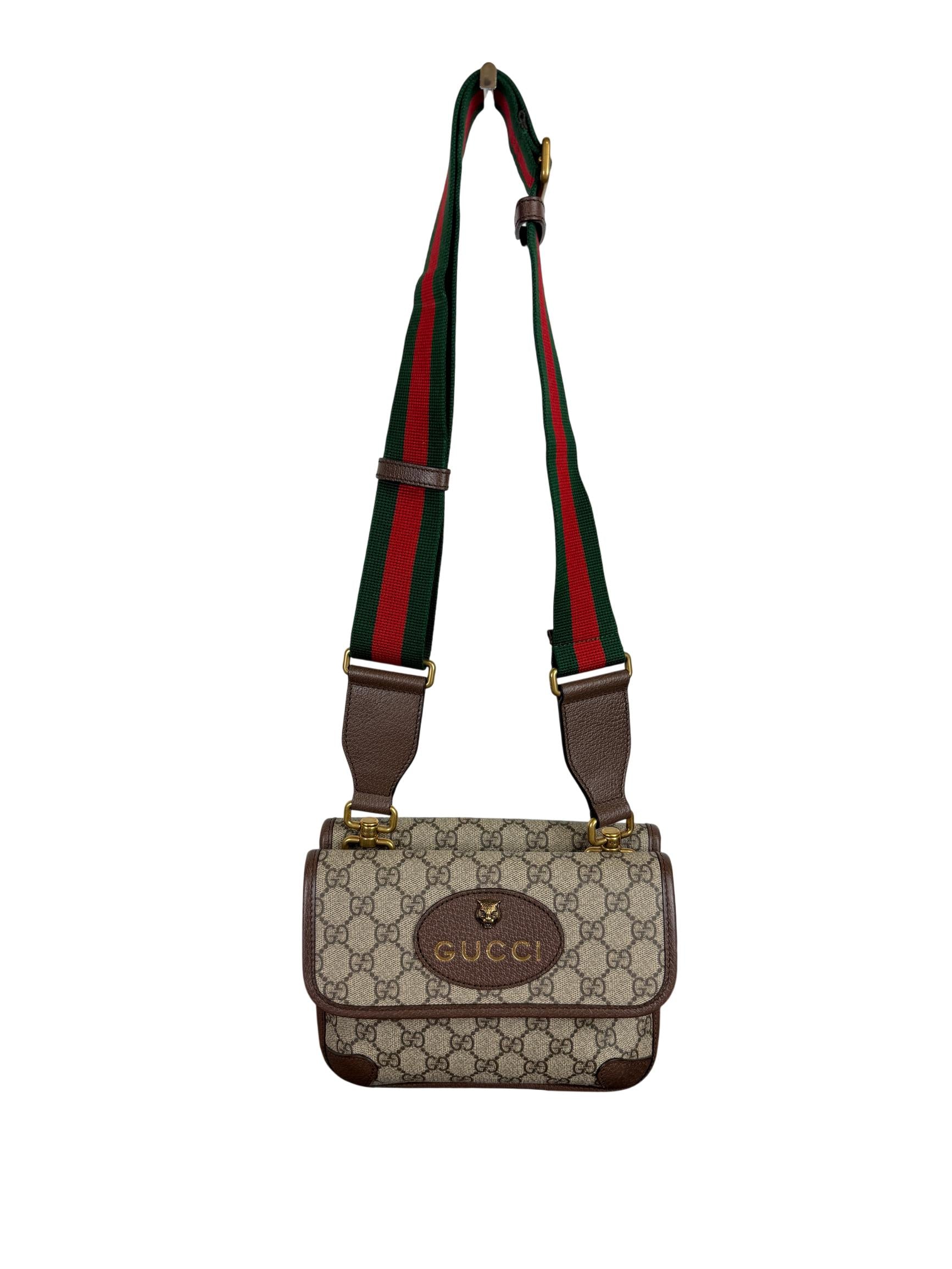 Gucci GG Supreme Monogram Web Small Neo Vintage Double Flap Bag