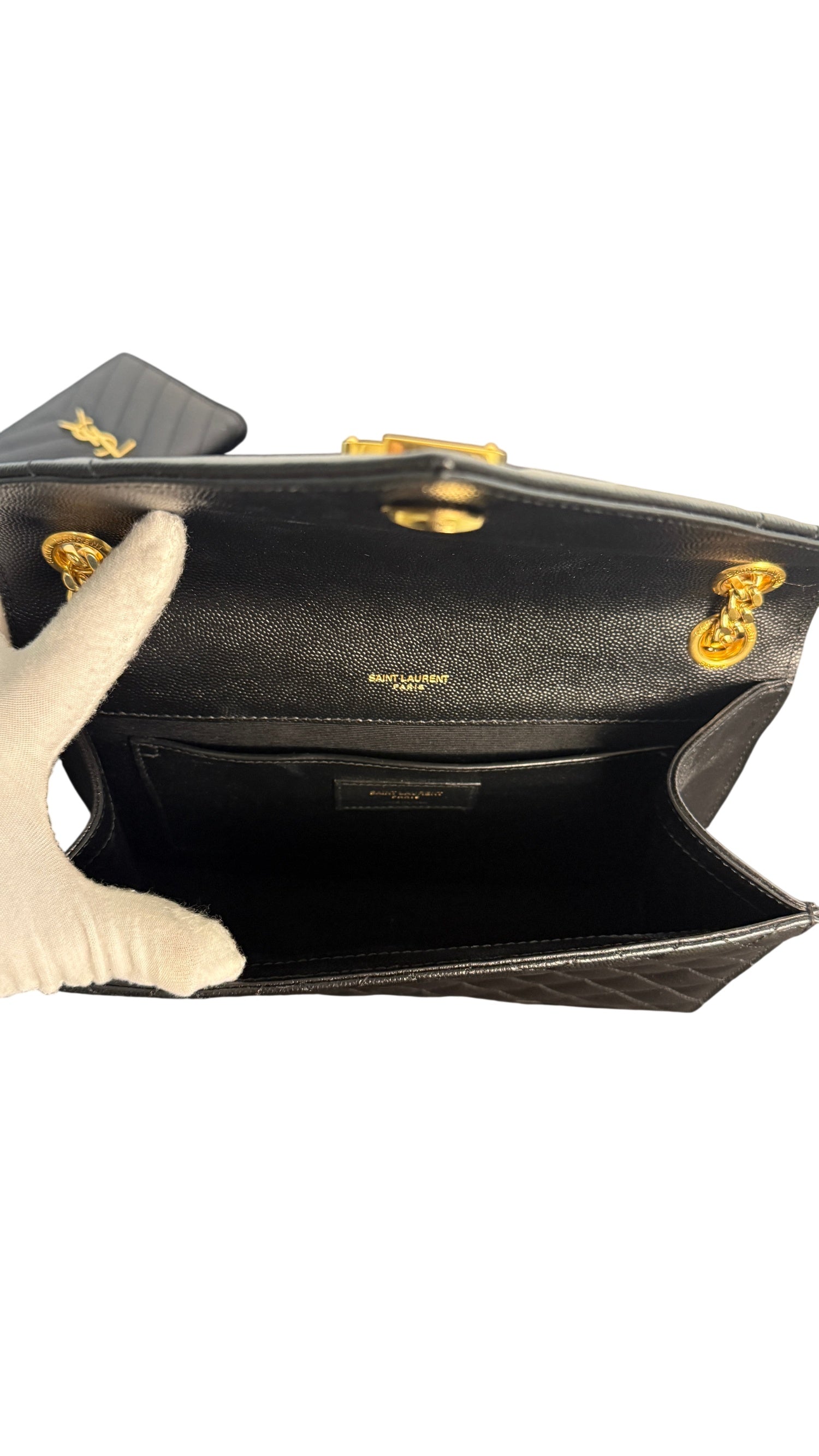 Saint Laurent Envelope Medium Matelassé Quilted Shoulder Bag