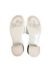 Chanel 24C White & Black Logo Mule Slide Sandals