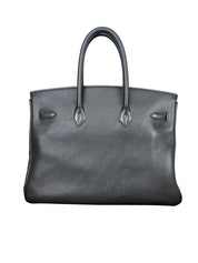 Hermès Birkin 35 Black Clemence Leather Handbag with Gold Hardware