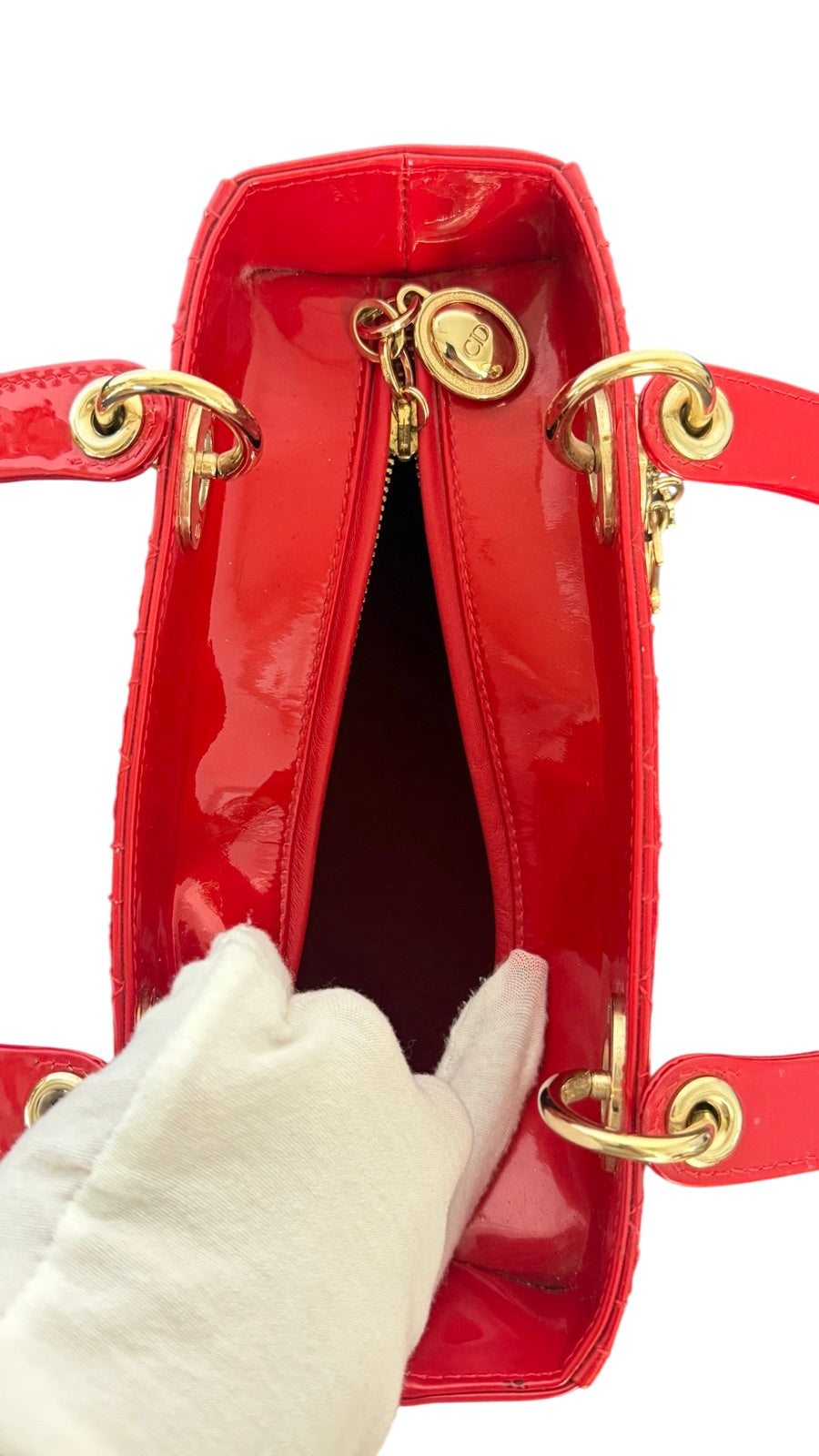 Dior Lady Dior Patent Leather Handbag