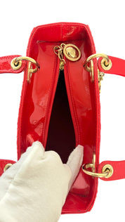 Dior Lady Dior Patent Leather Handbag